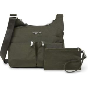 imageBaggallini Cross Over Crossbody Women 11x85 Medium Travel Bag Lightweight WaterResistant Nylon Organized Handbag PurseOlive