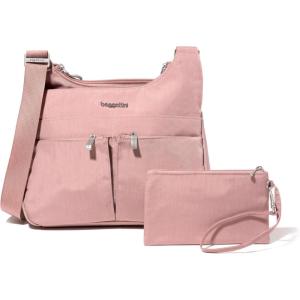 imageBaggallini Cross Over Crossbody Women 11x85 Medium Travel Bag Lightweight WaterResistant Nylon Organized Handbag PurseWoodrose