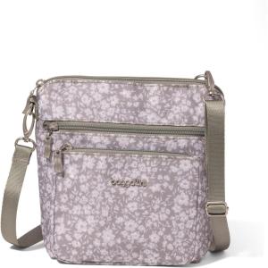 imageBaggallini Modern Pocket Crossbody Bag for Women 85quotx85quot Handbag Purse With Rfid Lightweight WaterresistantLight Grey Petal