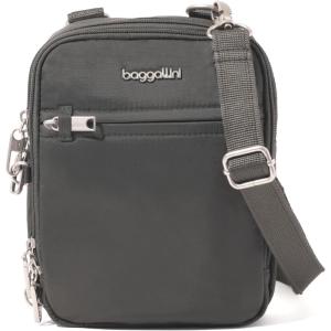 imageBaggallini Securtex Antitheft Mini Everything Crossbody Bag 63quotx825quot Rfid Locking Zippers ampamp Cutresistant StrapCharcoal