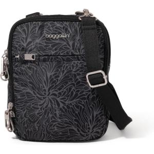 imageBaggallini Securtex Antitheft Mini Everything Crossbody Bag 63quotx825quot Rfid Locking Zippers ampamp Cutresistant StrapMidnight Blossom Print