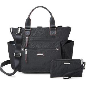 imageBaggallini 3in1 Convertible Backpack Handbag 15x12 Lightweight Travel Bag Crossbody Zippered Tote WRFID Phone WristletBlack Cheetah