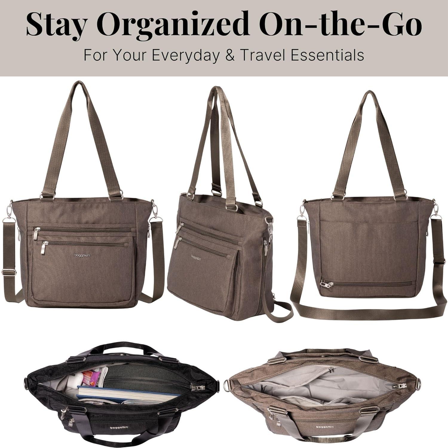 imageBaggallini Modern Everyday Shopper Tote153quot x116 Tote WomenLightweight Work Travel Carry on BagDark Umber Heritage