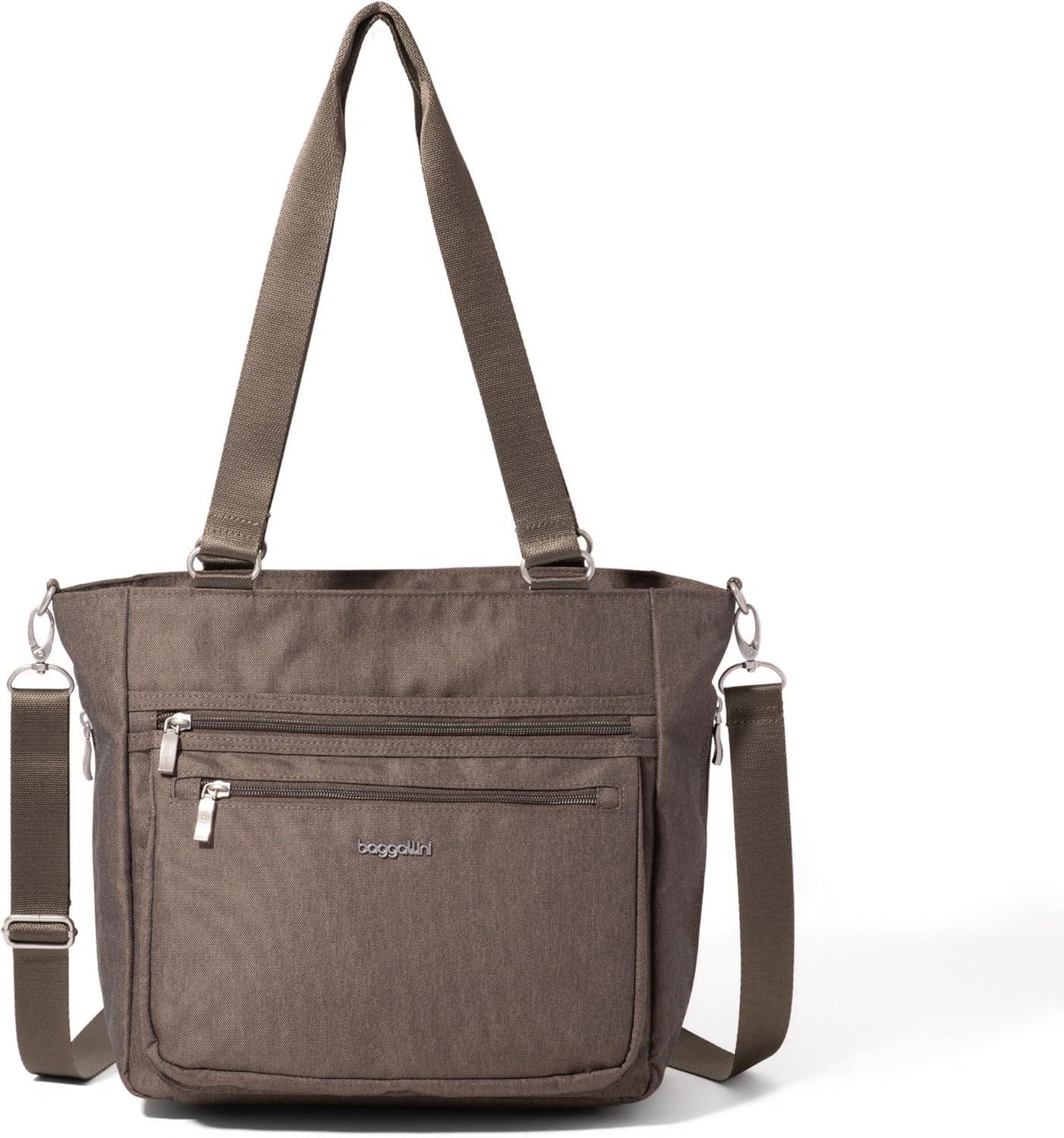 imageBaggallini Modern Everyday Shopper Tote153quot x116 Tote WomenLightweight Work Travel Carry on BagDark Umber Heritage