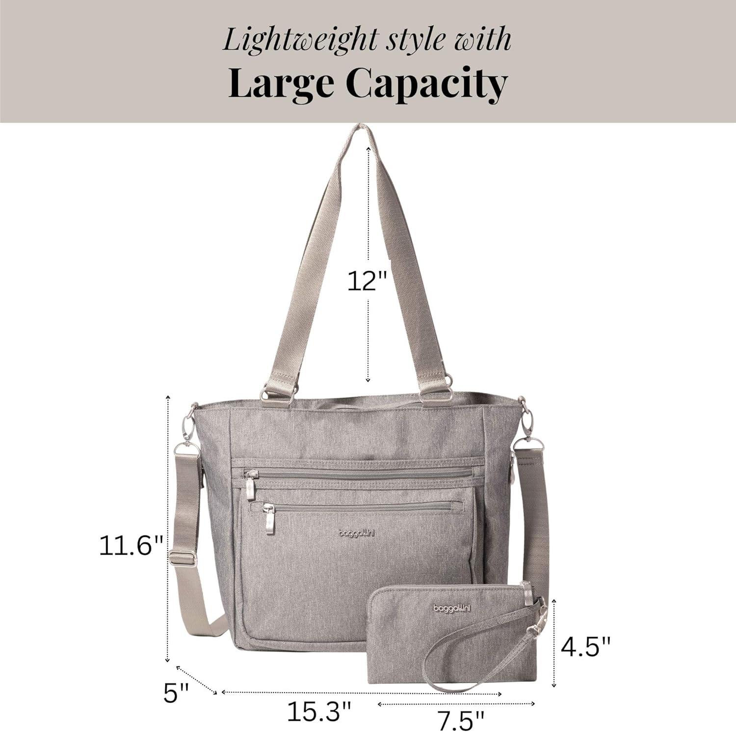 imageBaggallini Modern Everyday Shopper Tote153quot x116 Tote WomenLightweight Work Travel Carry on BagStone Heritage