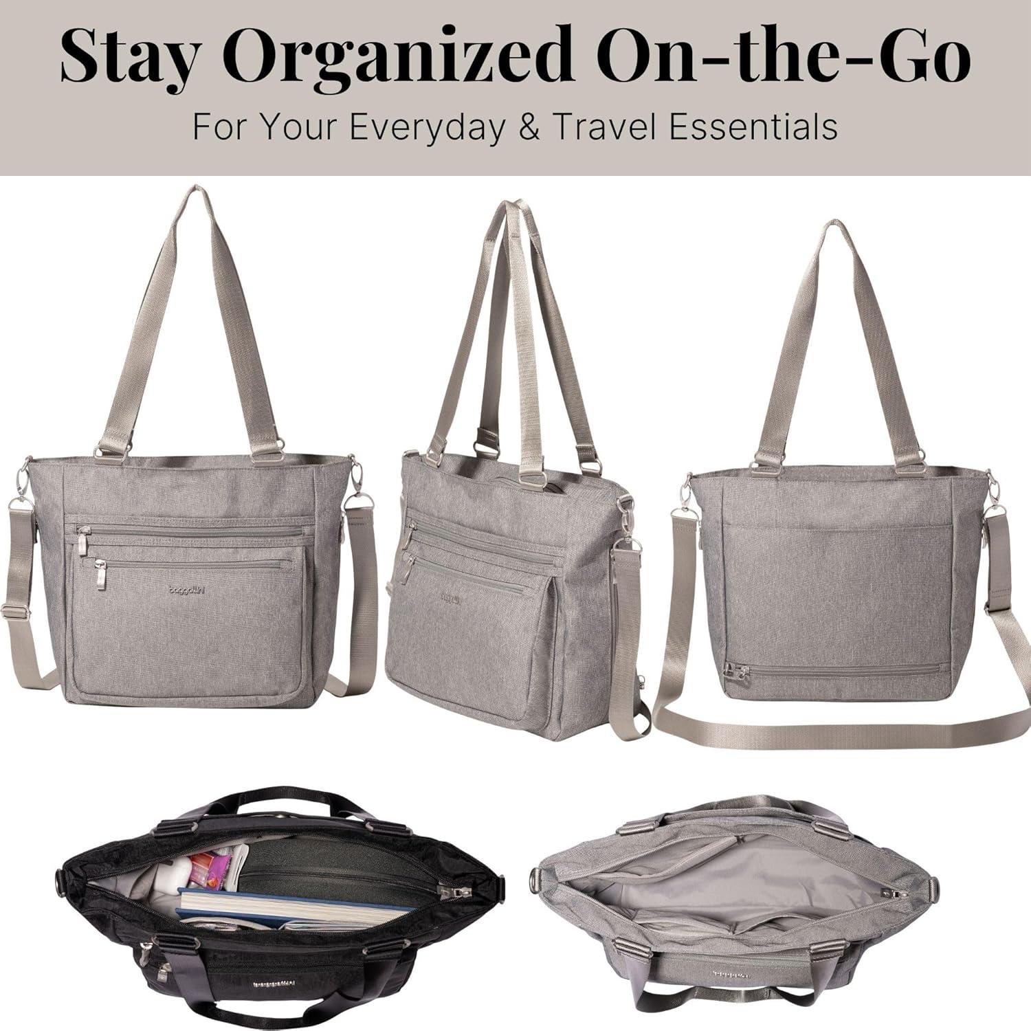 imageBaggallini Modern Everyday Shopper Tote153quot x116 Tote WomenLightweight Work Travel Carry on BagStone Heritage