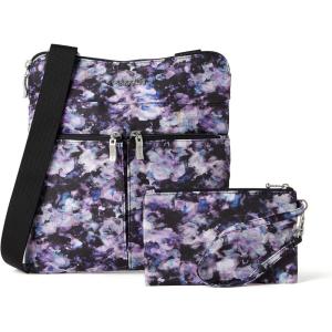 imageBaggallini Horizon Crossbody Bags for Women 10x105 Lightweight WaterResistant Nylon RFID Purse Handbag wWristlet IncludedDark Garden Watercolor