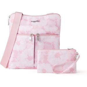 imageBaggallini Horizon Crossbody Bags for Women 10x105 Lightweight WaterResistant Nylon RFID Purse Handbag wWristlet IncludedPink Tiedye