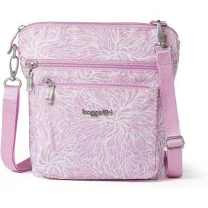 imageBaggallini Modern Pocket Crossbody Bag for Women 85quotx85quot Handbag Purse with RFID Lightweight WaterResistantPink Blossom