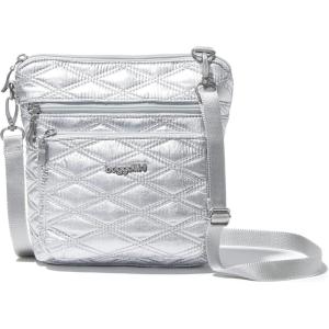 imageBaggallini Modern Pocket Crossbody Bag for Women 85quotx85quot Handbag Purse with RFID Lightweight WaterResistantSilver Metallic Quilt