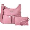 imageBaggallini Cross Over Crossbody Women 11x85 Medium Travel Bag Lightweight WaterResistant Nylon Organized Handbag PurseDusty Mauve