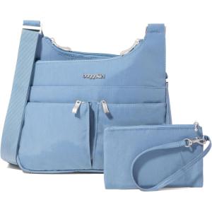imageBaggallini Cross Over Crossbody Women 11x85 Medium Travel Bag Lightweight WaterResistant Nylon Organized Handbag PurseCornflower