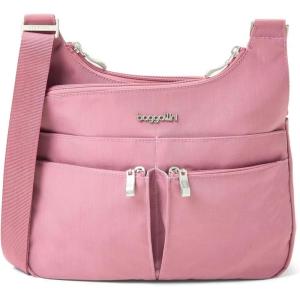 imageBaggallini Cross Over Crossbody Women 11x85 Medium Travel Bag Lightweight WaterResistant Nylon Organized Handbag PurseDusty Mauve