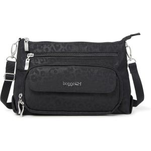 imageBaggallini Original Everyday 11x 75 Crossbody Bags for Women RFID Protected Lightweight Nylon Zippered Travel PurseBlack Cheetah