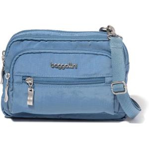imageBaggallini Triple Zip Small Crossbody Bag for Women  8x6 Lightweight Convertible Fanny Pack Belt BagCornflower