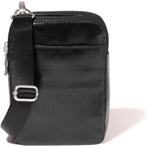 imageBaggallini Modern Take Two RFID 5quotx7quot Lightweight Small Phone Wallet Crossbody BagNylon Travel PurseBlack Gloss Ripstop
