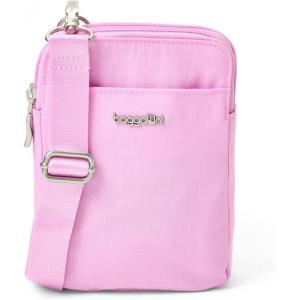 imageBaggallini Modern Take Two RFID 5quotx7quot Lightweight Small Phone Wallet Crossbody BagNylon Travel PurseHibiscus Pink