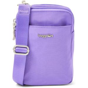 imageBaggallini Modern Take Two RFID 5quotx7quot Lightweight Small Phone Wallet Crossbody BagNylon Travel PurseLavender Surf