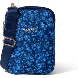 imageBaggallini Modern Take Two RFID 5quotx7quot Lightweight Small Phone Wallet Crossbody BagNylon Travel PurseNavy Petal