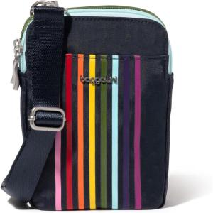 imageBaggallini Modern Take Two RFID 5quotx7quot Lightweight Small Phone Wallet Crossbody BagNylon Travel PurseNavy Rainbow
