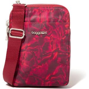 imageBaggallini Modern Take Two RFID 5quotx7quot Lightweight Small Phone Wallet Crossbody BagNylon Travel PurseRed Divine Rose