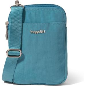 imageBaggallini Modern Take Two RFID 5quotx7quot Lightweight Small Phone Wallet Crossbody BagNylon Travel PurseSeaside Blue