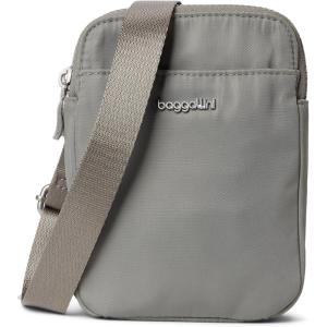 imageBaggallini Modern Take Two RFID 5quotx7quot Lightweight Small Phone Wallet Crossbody BagNylon Travel PurseSteel Grey Twill