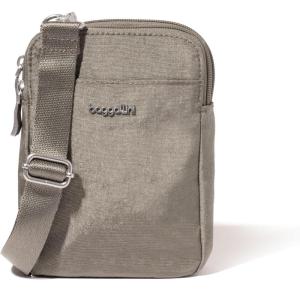 imageBaggallini Modern Take Two RFID 5quotx7quot Lightweight Small Phone Wallet Crossbody BagNylon Travel PurseSterling Shimmer