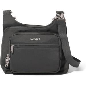 imageBaggallini Securtex AntiTheft Crossover Crossbody Bag for Travel 11w X 85h RFID Builtin Wallet Locking ZippersCharcoal