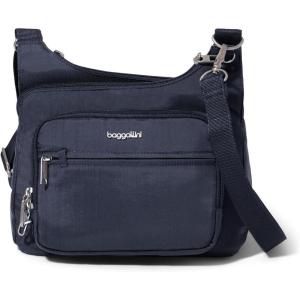 imageBaggallini Securtex AntiTheft Crossover Crossbody Bag for Travel 11w X 85h RFID Builtin Wallet Locking ZippersFrench Navy