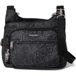 imageBaggallini Securtex AntiTheft Crossover Crossbody Bag for Travel 11w X 85h RFID Builtin Wallet Locking ZippersMidnight Blossom Print