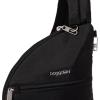 imageBaggallini Securtex AntiTheft Half Moon Sling 8quotx13quot Crossbody Bags WRFID CutResistant Strap Locking ZippersBlack