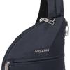 imageBaggallini Securtex AntiTheft Half Moon Sling 8quotx13quot Crossbody Bags WRFID CutResistant Strap Locking ZippersFrench Navy