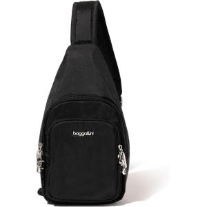 imageBaggallini AntiTheft Daytripper Sling 7x12 Crossbody Travel Safe Bag WSecurtex Locking Zippers SlashResistant RFIDBlack