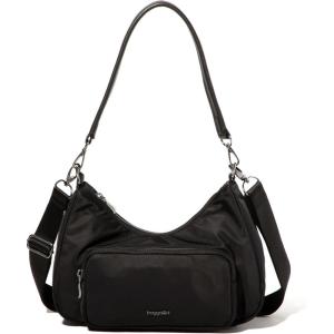 imageBaggallini Savannah Crossbody 12quotx8quot wRFID Card Holder Vegan Leather Shoulder Strap Convertible Crossbody for WomenBlack Twill