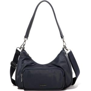 imageBaggallini Savannah Crossbody 12quotx8quot wRFID Card Holder Vegan Leather Shoulder Strap Convertible Crossbody for WomenFrench Navy Twill