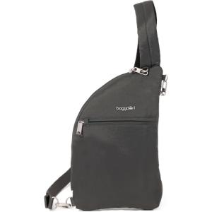 imageBaggallini Securtex AntiTheft Half Moon Sling 8quotx13quot Crossbody Bags WRFID CutResistant Strap Locking ZippersCharcoal