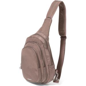 imageBaggallini Securtex AntiTheft Triple Zip Sling 86quotx152quot Travel Crossbody Backpack with RFID Wallet Locking ZipperPortobello