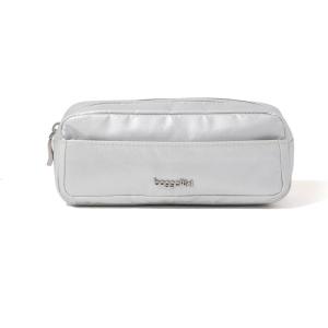 imageBaggallini Unisexs Long Pocket CosmeticLightweight 78x 31x21 BagTravel Essentials Makeup OrganizerSilver Metallic