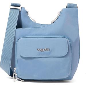 imageBaggallini Criss Cross 10x11 Crossbody Women Lightweight WaterResistant Nylon Travel Bag WRFID ampamp Quick Access PocketsCornflower