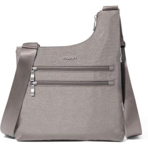 imageBaggallini Drift Slimg Crossbody Bag for Women 106quotx13quot Lightweight WaterResistant Travel Handbags RFID Card SlotsSterling Shimmer