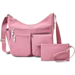 imageBaggallini Everywhere Bagg Crossbody Women 11x9 Lightweight Nylon Hobo WaterResistant Travel Bag WRFIDDusty Mauve