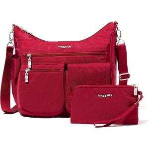 imageBaggallini Modern Everywhere Crossbody Women 11x9x45 RFID Hobo BagCrimson Red