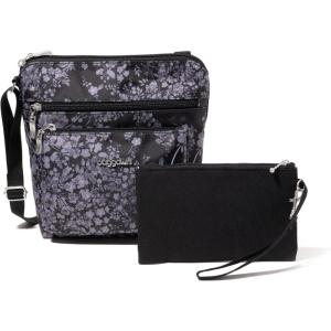 imageBaggallini Pocket Crossbody Bags for Women 8x8 Small Lightweight Durable WaterResistant Travel Purse WRFIDBlack Hydrangea