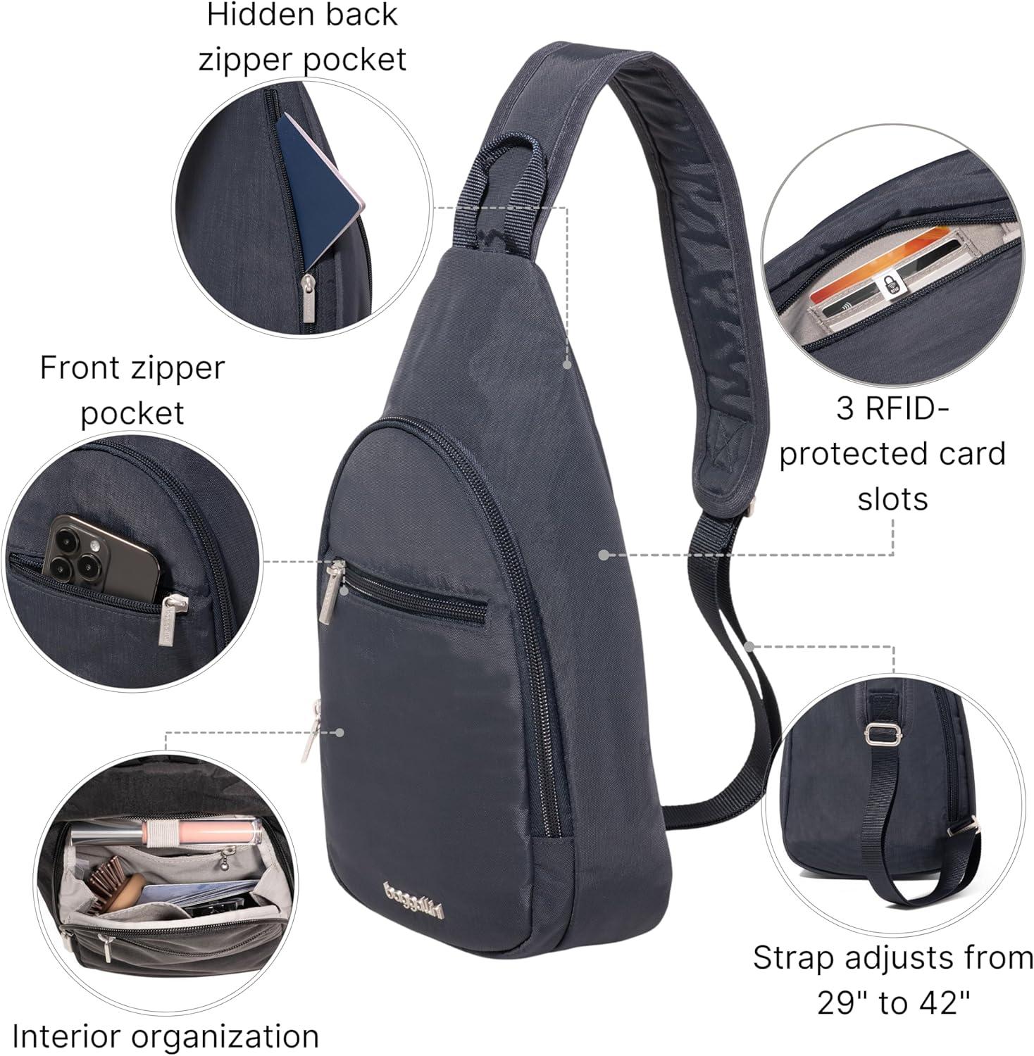 imageBaggallini Daily Lightweight 126quotx75quot Sling Crossbody Bag with Convertible Adjustable Shoulder StrapFrench Navy