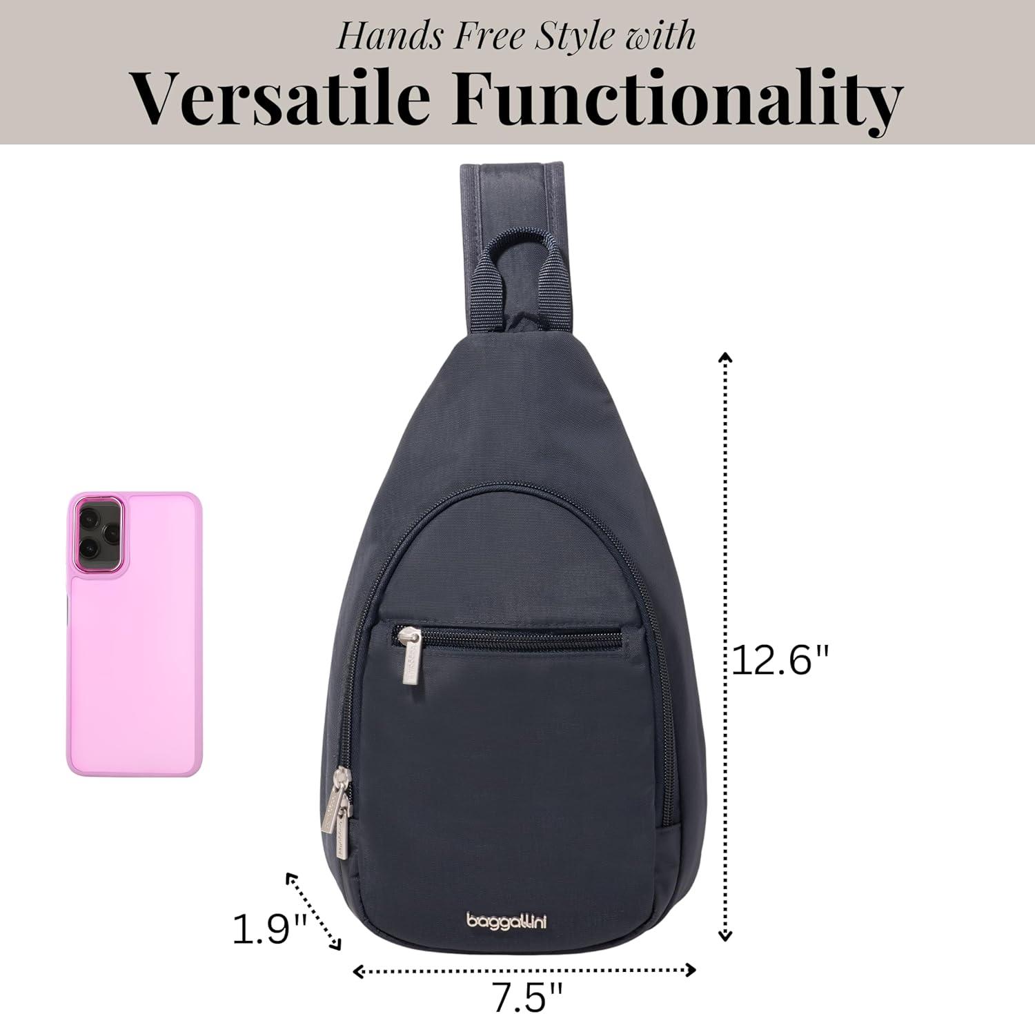 imageBaggallini Daily Lightweight 126quotx75quot Sling Crossbody Bag with Convertible Adjustable Shoulder StrapFrench Navy