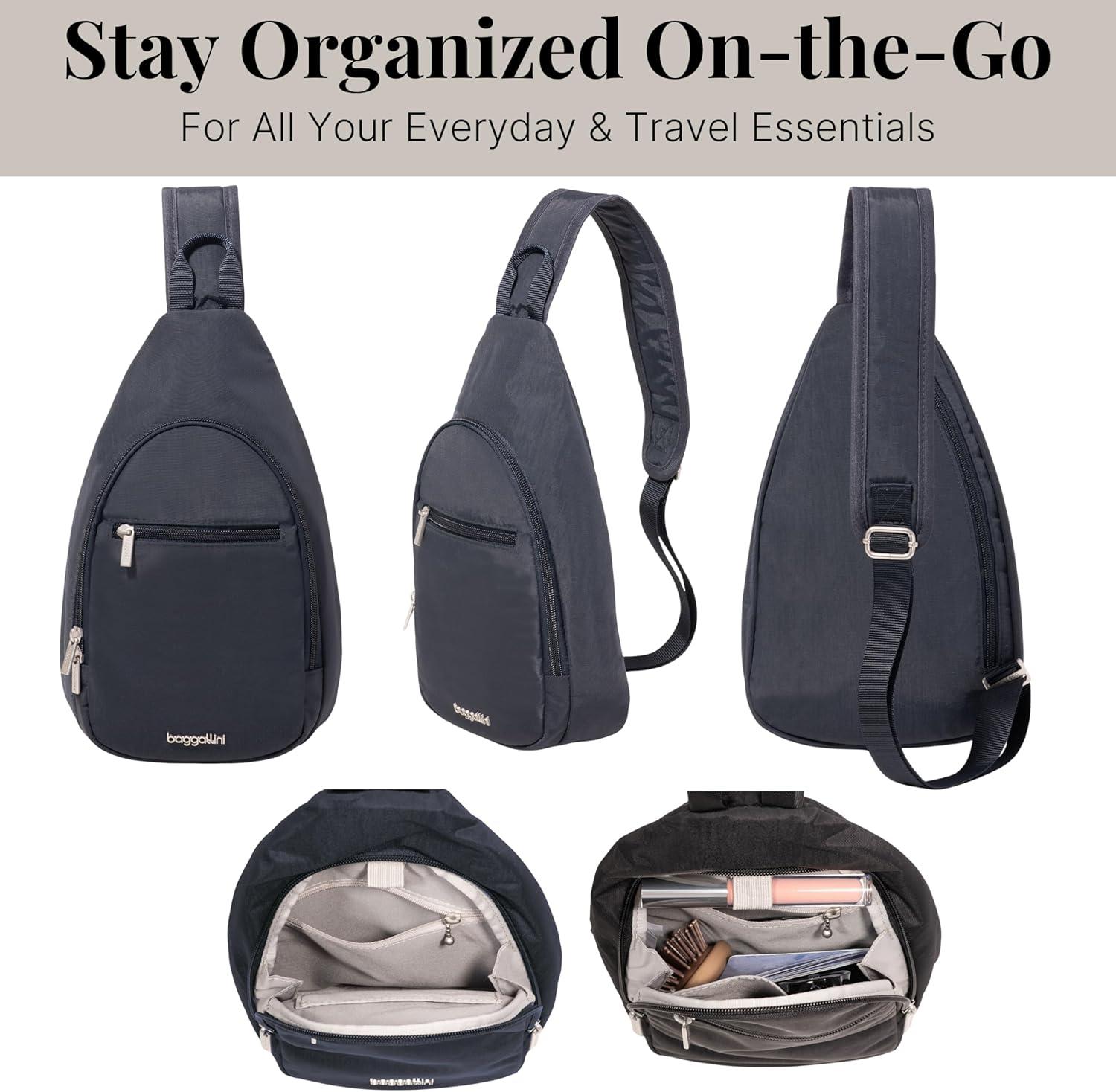 imageBaggallini Daily Lightweight 126quotx75quot Sling Crossbody Bag with Convertible Adjustable Shoulder StrapFrench Navy