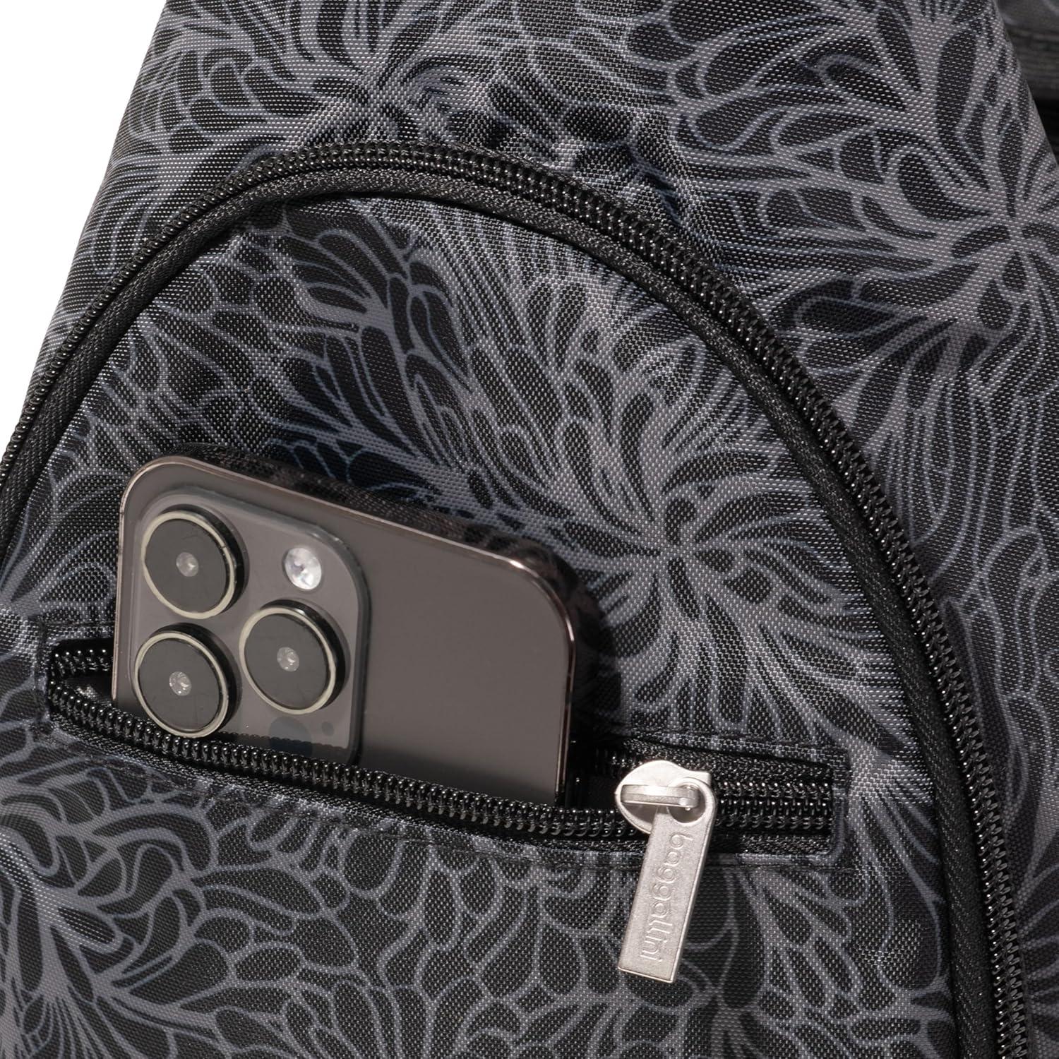 imageBaggallini Daily Lightweight 126quotx75quot Sling Crossbody Bag with Convertible Adjustable Shoulder StrapMidnight Blossom Print