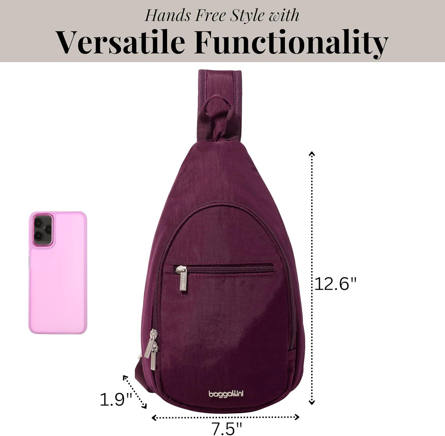 imageBaggallini Daily Lightweight 126quotx75quot Sling Crossbody Bag with Convertible Adjustable Shoulder StrapMulberry