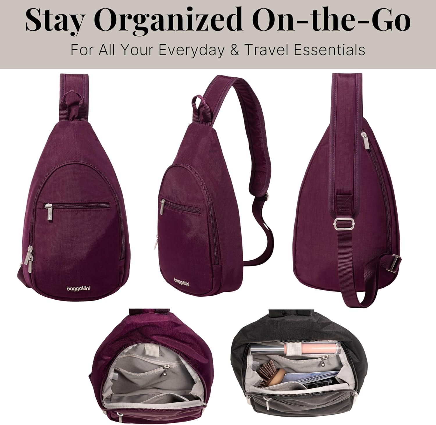 imageBaggallini Daily Lightweight 126quotx75quot Sling Crossbody Bag with Convertible Adjustable Shoulder StrapMulberry